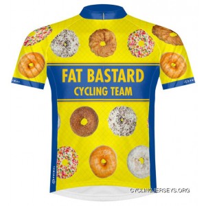 Primal Wear Fat Bastard Donuts Cycling Jersey Men's Short Sleeve Yellow And Blue For Sale