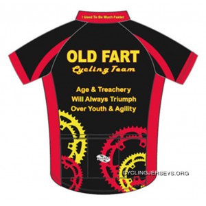 Old Fart Cycling Team Jersey Men's Short Sleeve - Black/Red/Yellow Coupon Code