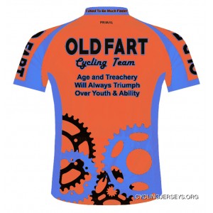 Primal Wear Old Fart Cycling Team Sprockets Cycling Jersey Men's Short Sleeve Super Bright Orange For Sale