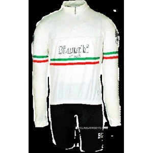 Bianchi Hiten Vintage White Long Sleeve Jersey For Sale