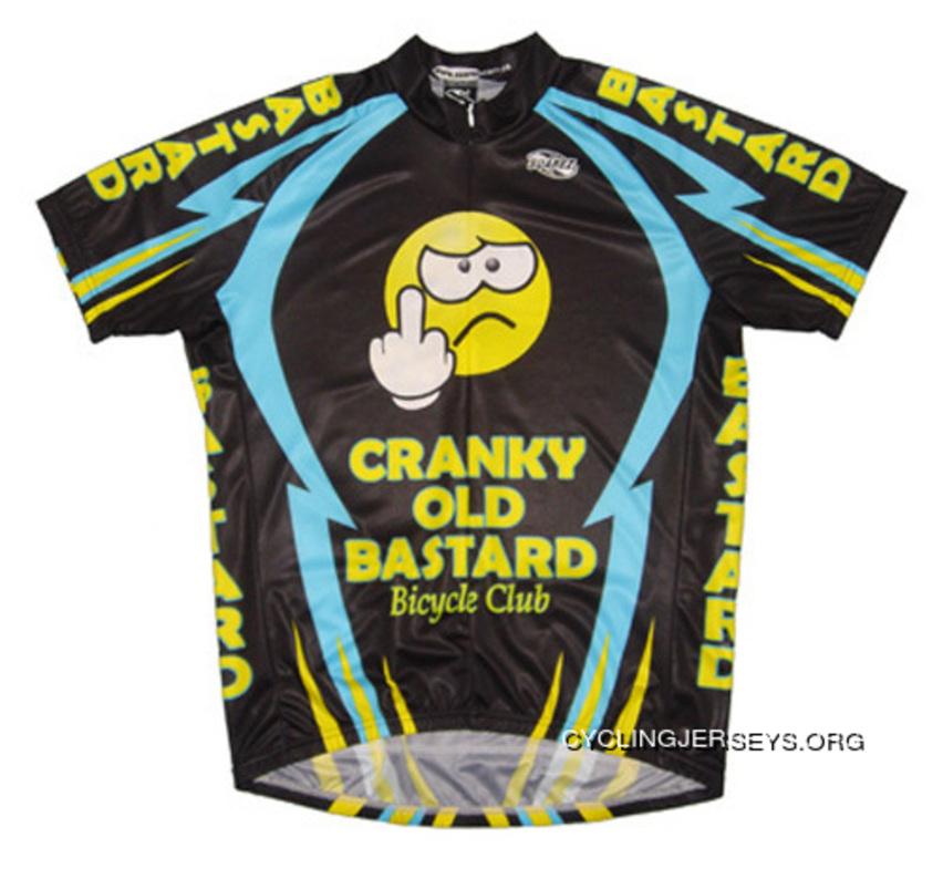 Cranky Old Bastard Cycling Jersey Men's Short Sleeve Black Blue Yellow With Sox Cheap To Buy