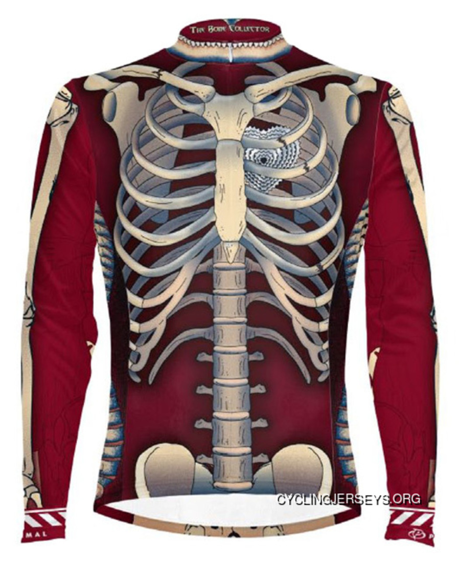 Primal Wear Bone Collector Skeleton Cycling Jersey Men's Burgandy Long Sleeve With Sox Top Deals