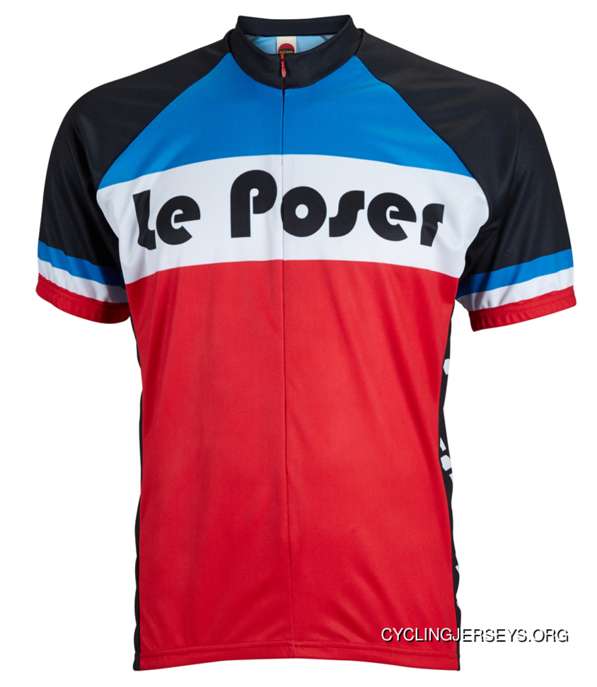 SALE $34.95 Le Poser Cycling Jersey By World Jerseys Men's Short Sleeve Authentic