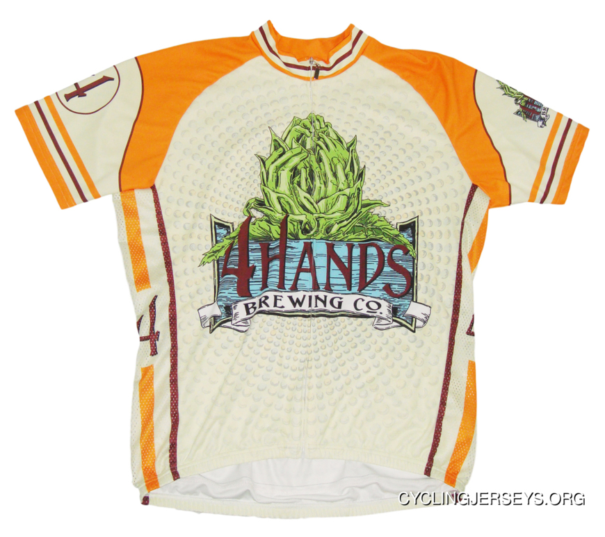 SALE $39.95 4 Hands Brewing Co. Beer Cycling Jersey Men's By Retro Image Apparel Short Sleeve FREE SHIPPING USA For Sale