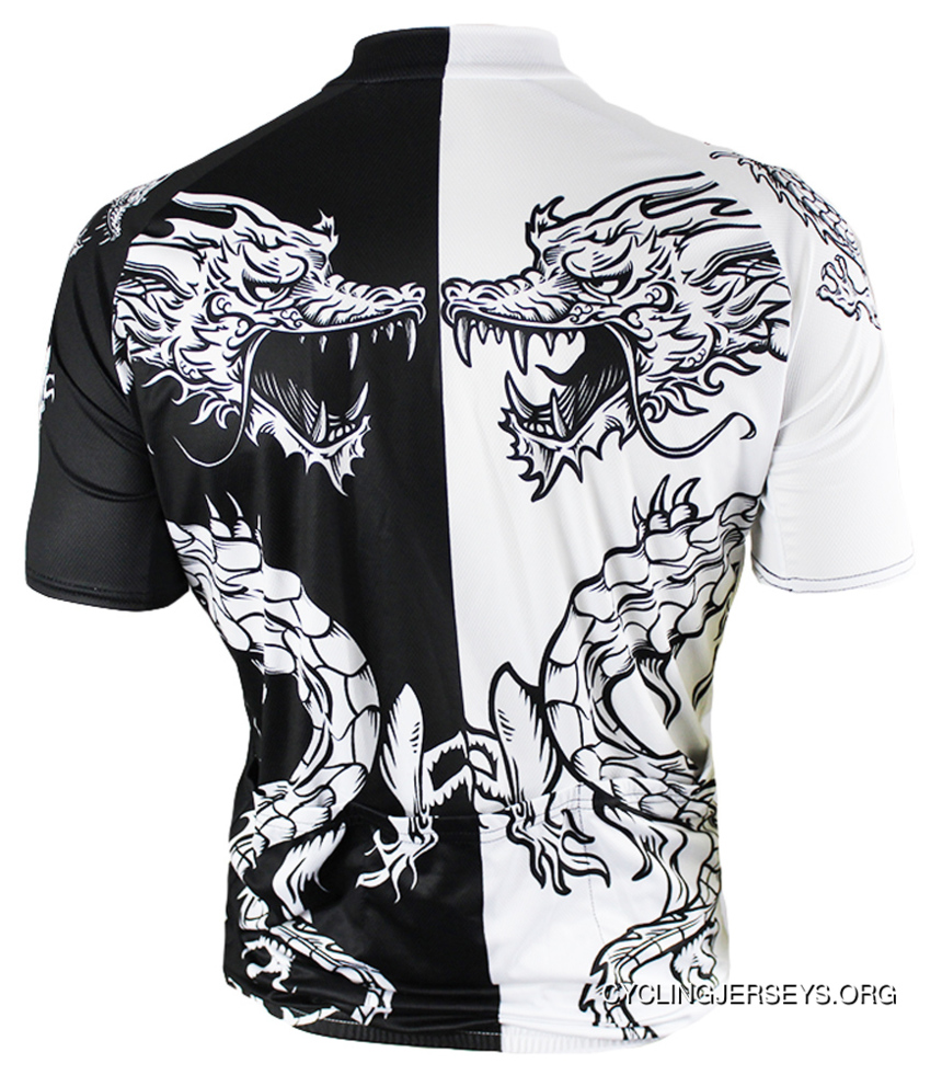 White Cycling Jersey Men's Short Sleeve 83 Sportswear Dragon Tattoo Black 