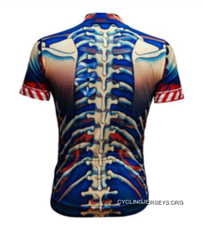 Primal Wear Bone Collector Blue Skeleton Cycling Jersey Men's Short Sleeve Super Deals