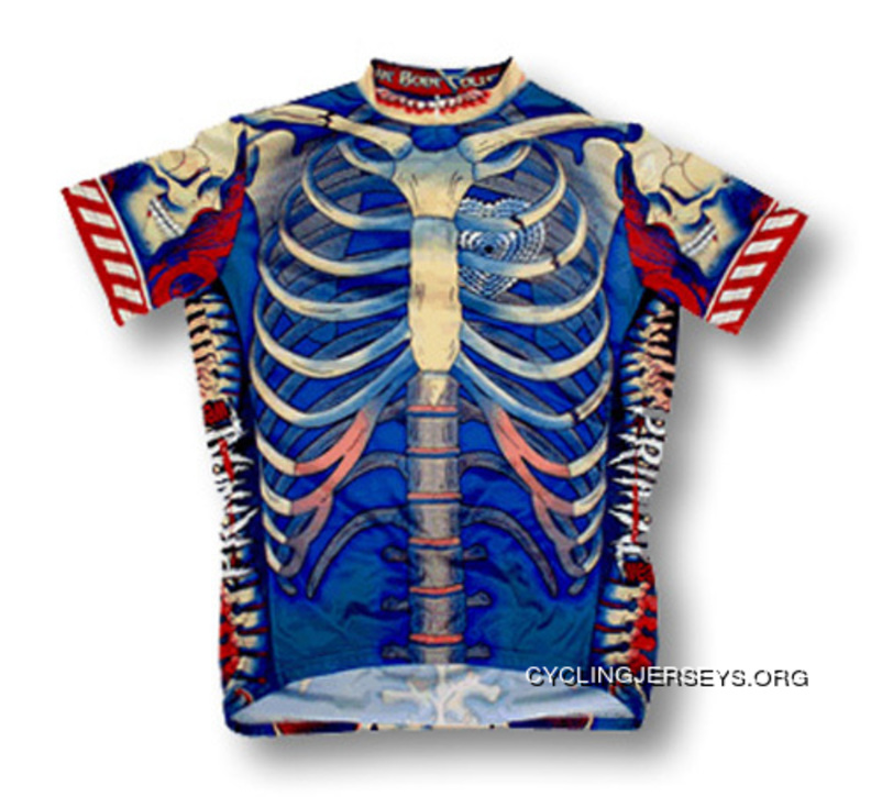 Primal Wear Bone Collector Blue Skeleton Cycling Jersey Men's Short Sleeve Super Deals