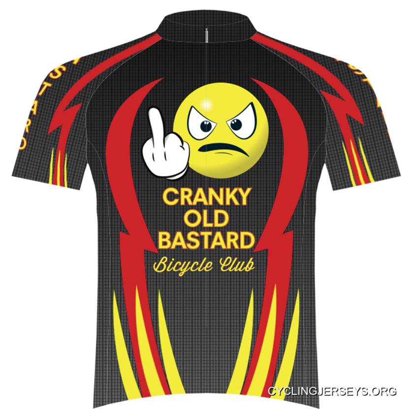 Primal Wear Cranky Old Bastard Bicycle Club Jersey Men's Short Sleeve Red Yellow Black Free Shipping
