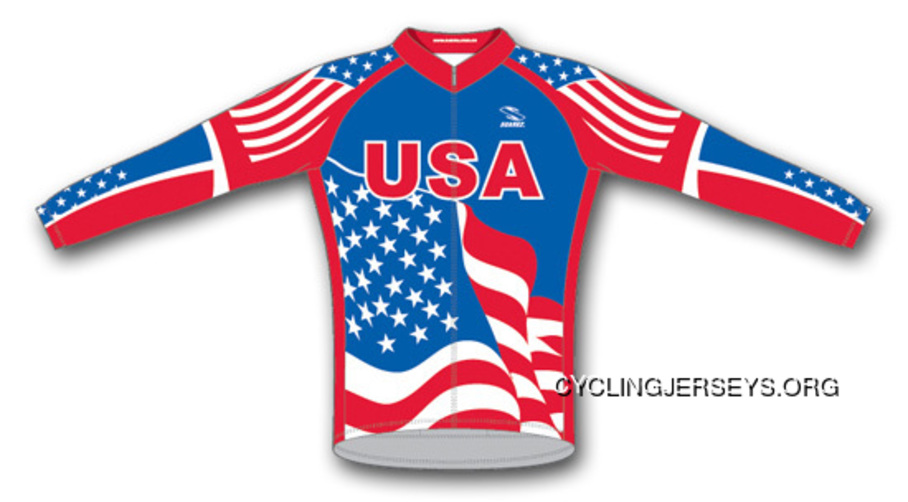 USA Flag Patriotic Cycling Jersey Men's Long Sleeve By Suarez New Release