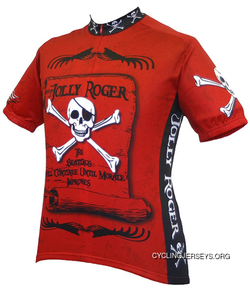 Jolly Roger Pirate Cycling Jersey By World Jerseys Men's Short Sleeve For Sale