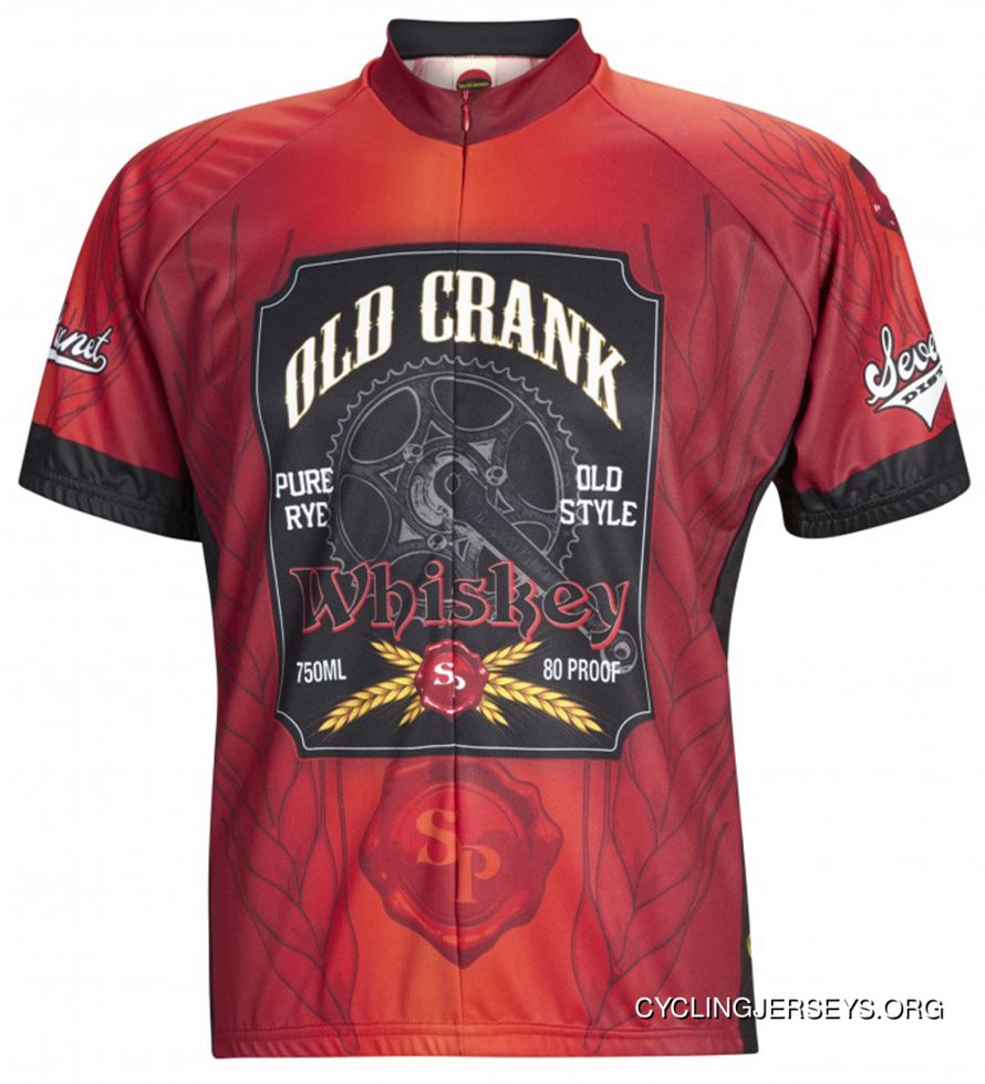 Old Crank Whiskey Cycling Jersey By World Jerseys Men's Short Sleeve Super Deals