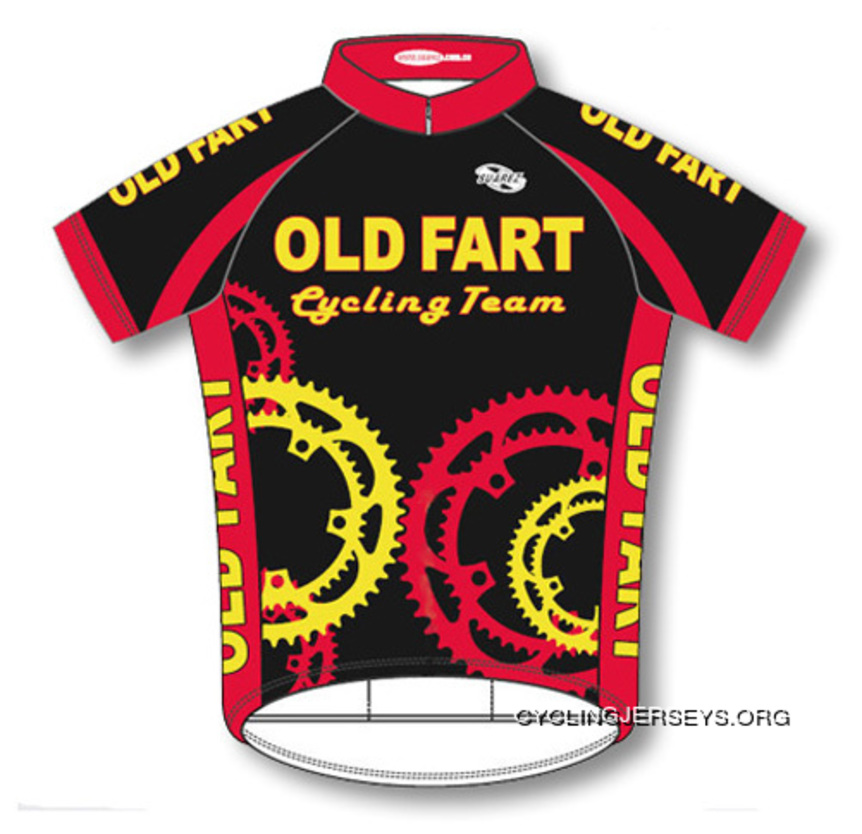 Old Fart Cycling Team Jersey Men's Short Sleeve - Black/Red/Yellow Coupon Code