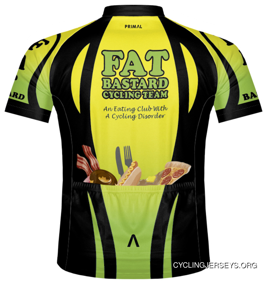 Primal Wear Fat Bastard Cycling Team Jersey Men's Short Sleeve Lime Green, Yellow And Black Free Shipping