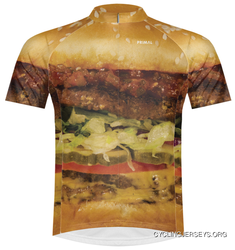 SALE $39.95 Primal Wear Hamburger Cycling Jersey Men's Short Sleeve Super Deals
