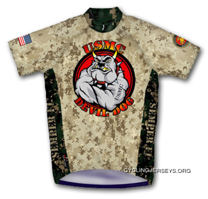 Primal Wear Devil Dog Camo U.S. Marines Marine Corps Cycling Jersey Short Sleeve Authentic
