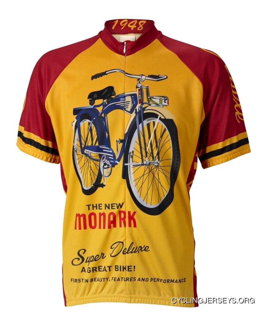 SALE $34.95 Monark Bicycle Retro Cycling Jersey By World Jerseys Men's Short Sleeve Authentic