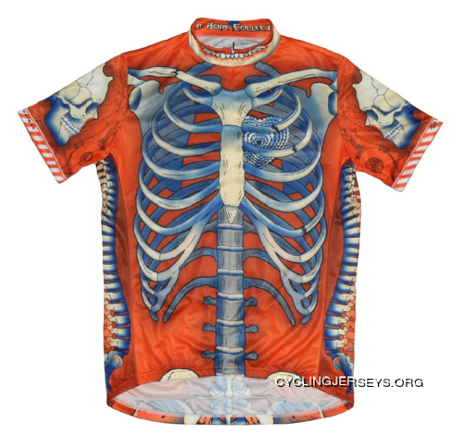 SALE $39.95 Primal Wear Bone Collector Skeleton Cycling Jersey Orange Men's Short Sleeve Authentic