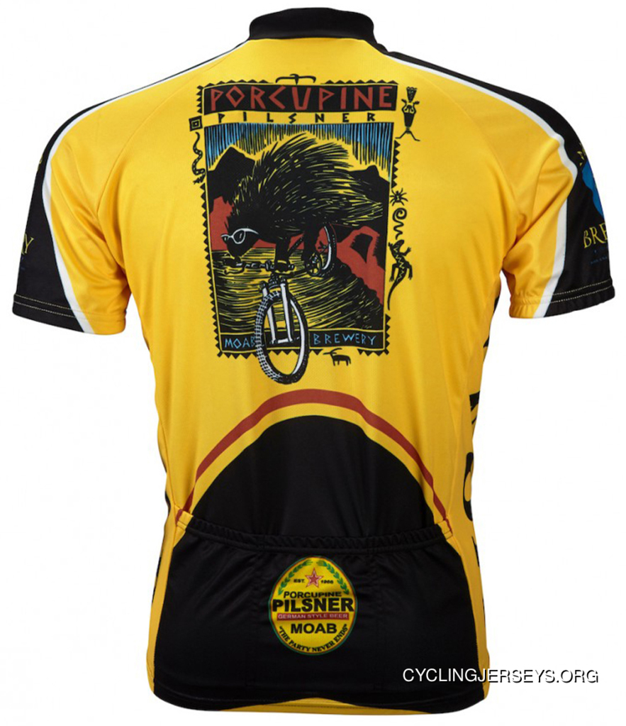Moab Brewery Porcupine Pilsner Beer Cycling Jersey By World Jerseys Men's Short Sleeve Free Shipping