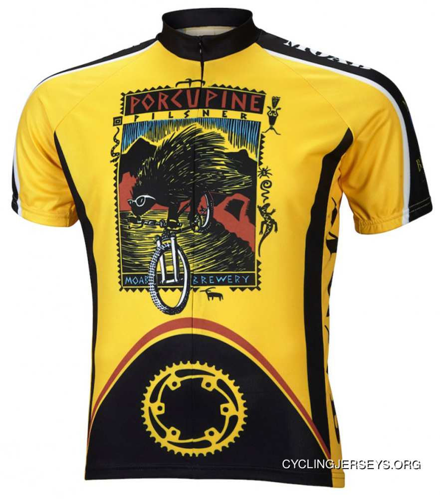Moab Brewery Porcupine Pilsner Beer Cycling Jersey By World Jerseys Men's Short Sleeve Free Shipping