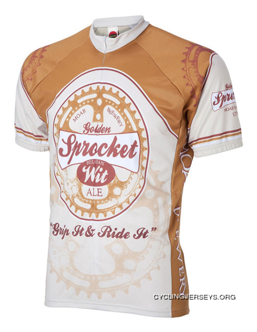 SALE $39.95 Moab Brewery Sprocket Ale Beer Cycling Jersey By World Jerseys Men's Short Sleeve With Socks Discount