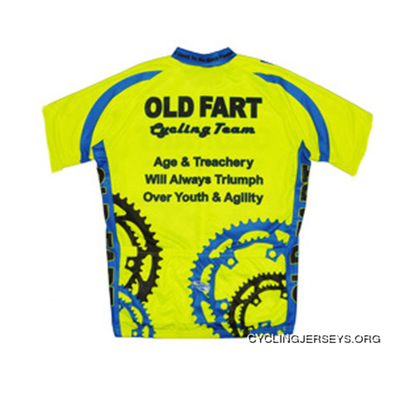 Old Fart Cycling Team Jersey Men's Short Sleeve - Ultra-Bright Yellow Discount