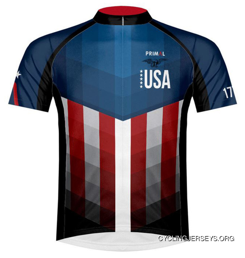 Primal Wear American Patriot USA Flag Cycling Jersey Men's Short Sleeve New Style